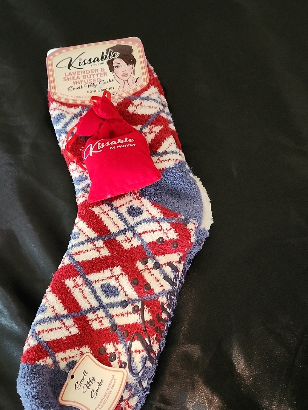 Cozy Red & Blue Fuzzy Socks for Women